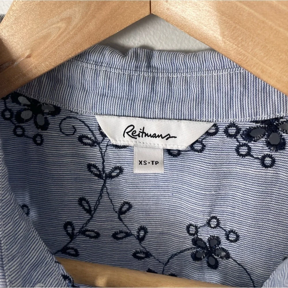 Sleeveless Front Tie Tank Womens XS Blue Stripe Top Western Rodeo Stampede EUC - Picture 3 of 9